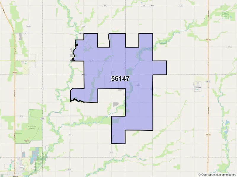 Map of ZIP Code 56147 — Kenneth, MN