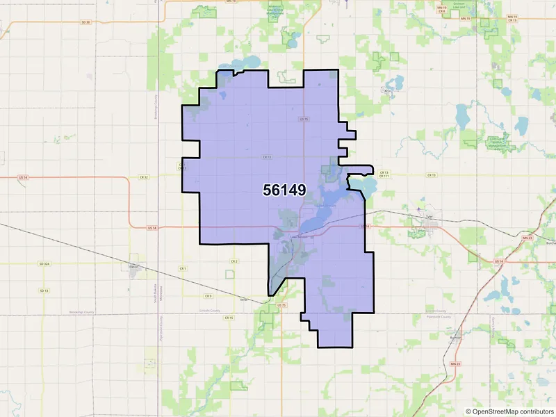 Map of ZIP Code 56149 — Lake Benton, MN