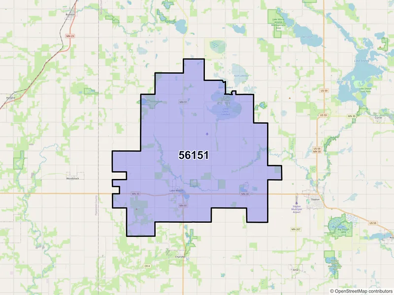 Map of ZIP Code 56151 — Lake Wilson, MN