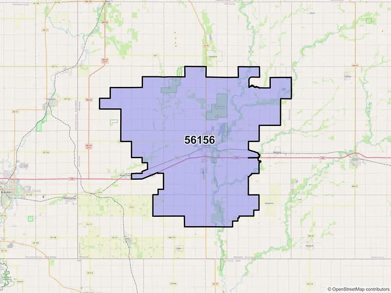 Map of ZIP Code 56156 — Luverne, MN