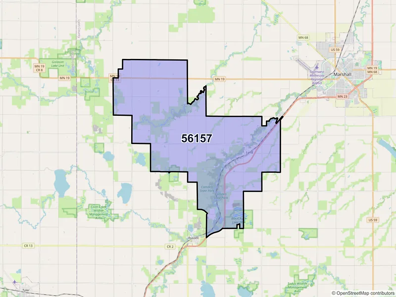 Map of ZIP Code 56157 — Lynd, MN