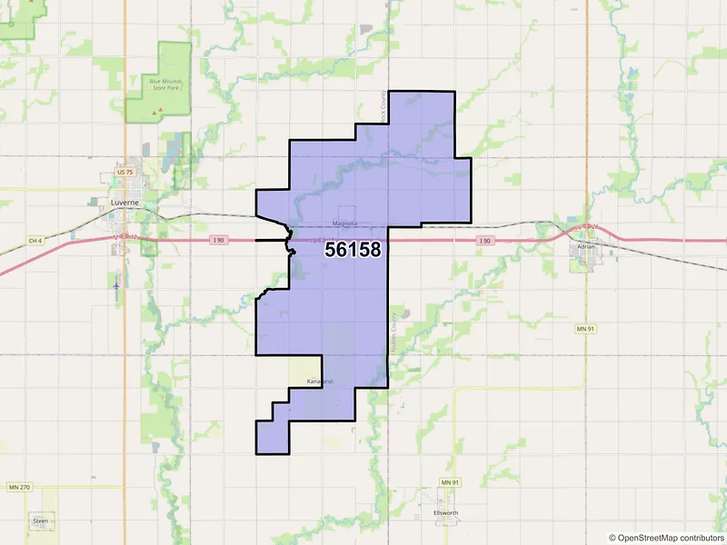 Map of ZIP Code 56158 — Magnolia, MN