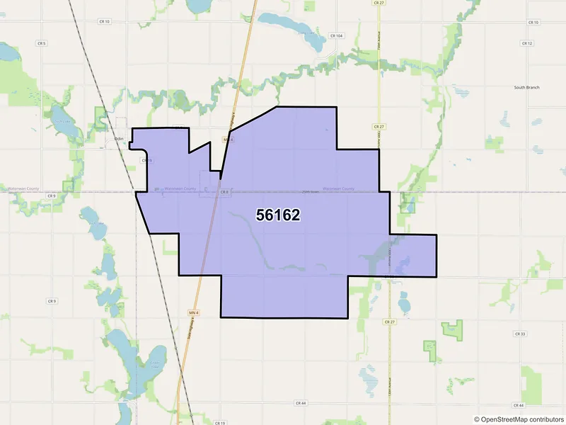 Map of ZIP Code 56162 — Ormsby, MN