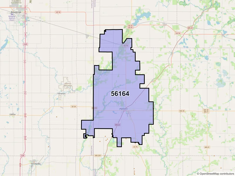 Map of ZIP Code 56164 — Pipestone, MN