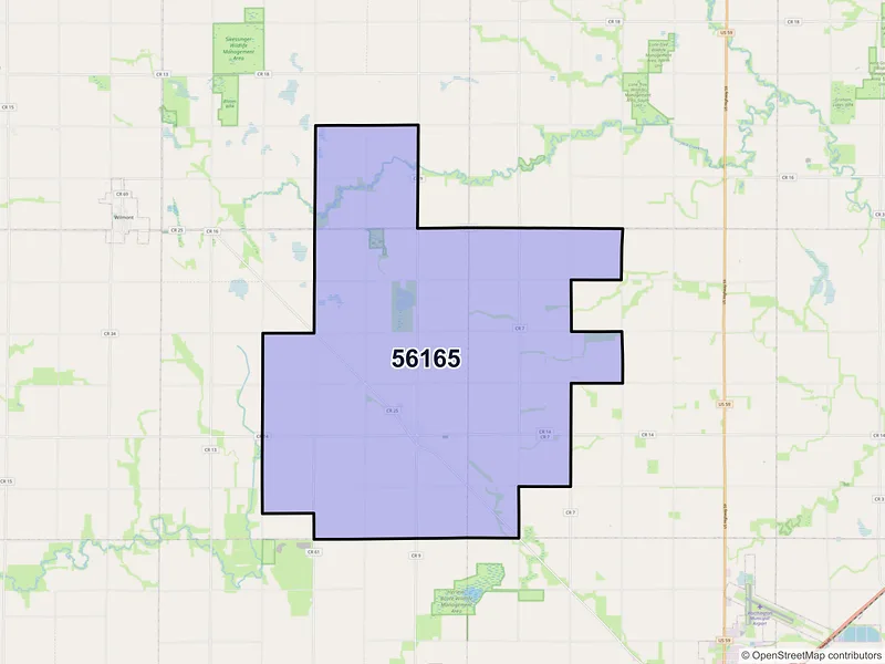Map of Reading, Minnesota and ZIP codes