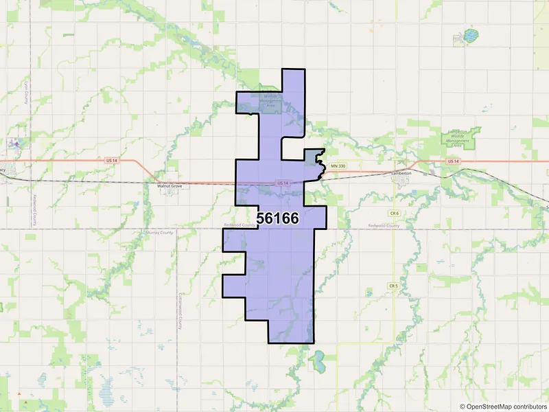Map of ZIP Code 56166 — Revere, MN