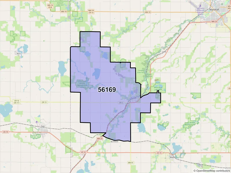 Map of ZIP Code 56169 — Russell, MN