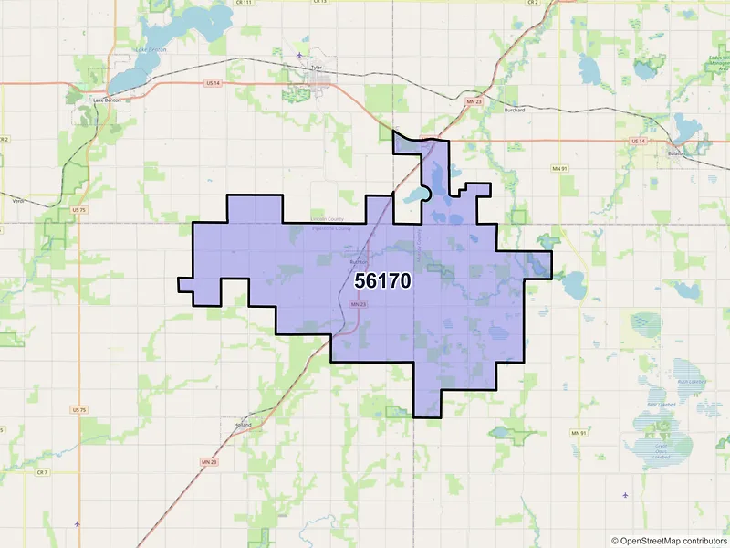 Map of ZIP Code 56170 — Ruthton, MN