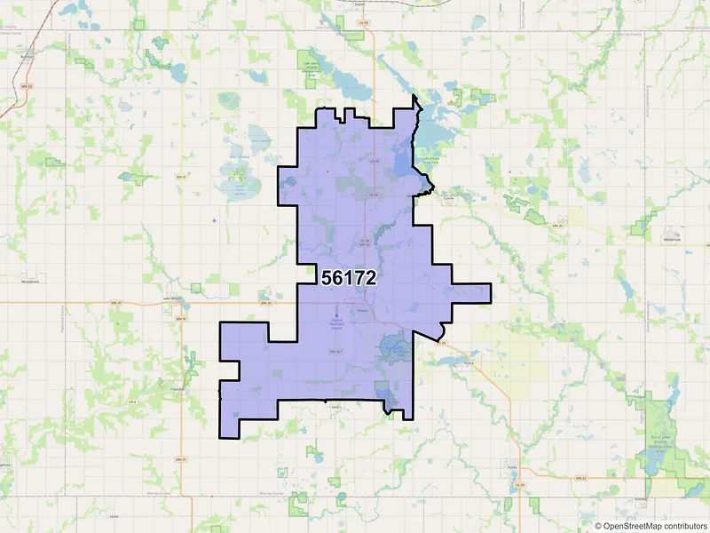 Map of ZIP Code 56172 — Slayton, MN