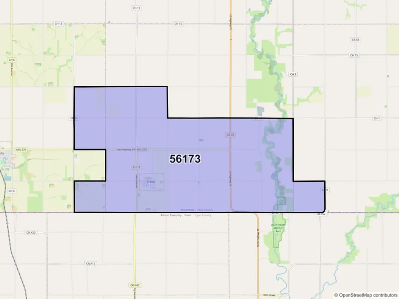 Map of ZIP Code 56173 — Steen, MN