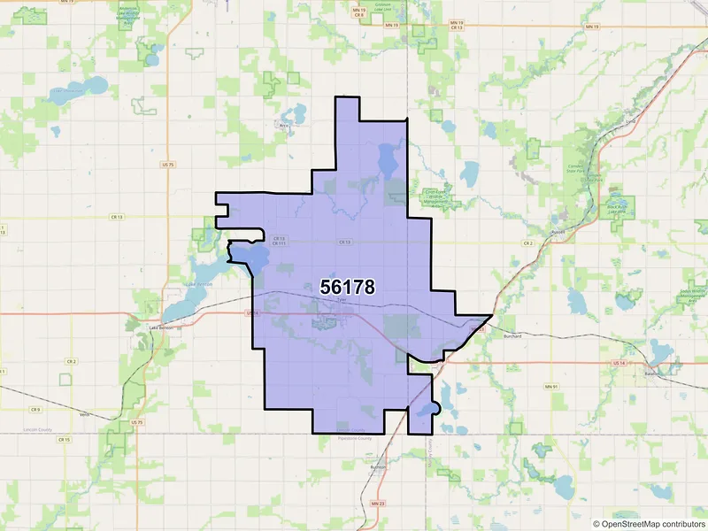 Map of ZIP Code 56178 — Tyler, MN