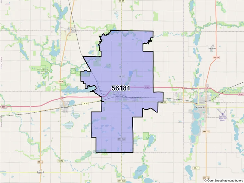 Map of ZIP Code 56181 — Welcome, MN