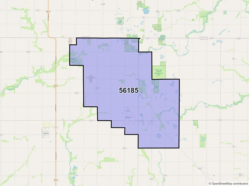 Map of ZIP Code 56185 — Wilmont, MN