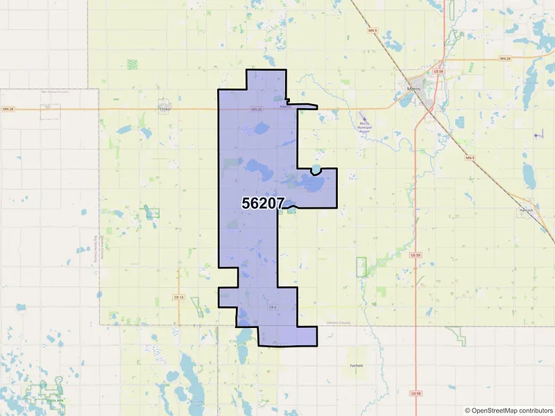 Map of ZIP Code 56207 — Alberta, MN