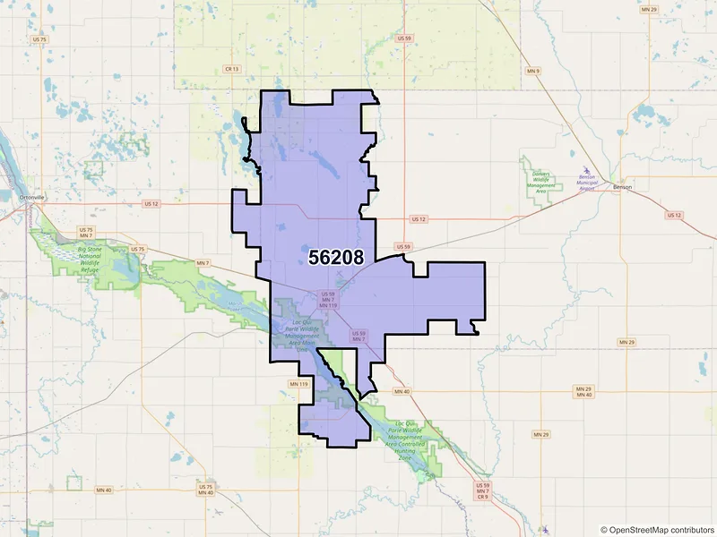 Map of ZIP Code 56208 — Appleton, MN