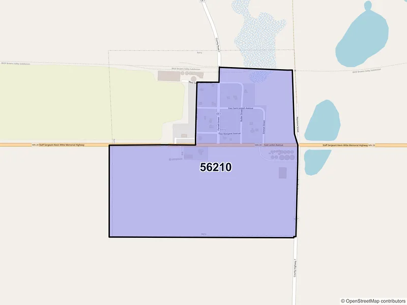 Map of Barry, Minnesota and ZIP codes
