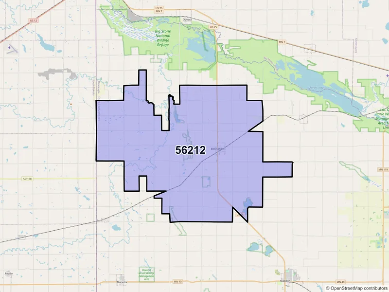 Map of ZIP Code 56212 — Bellingham, MN