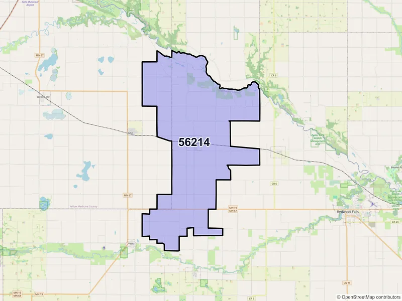 Map of ZIP Code 56214 — Belview, MN