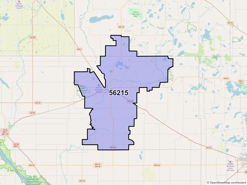 Map of ZIP Code 56215 — Benson, MN