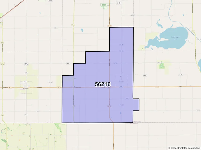 Map of ZIP Code 56216 — Blomkest, MN