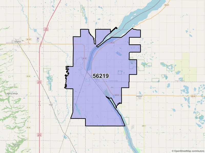 Map of ZIP Code 56219 — Browns Valley, MN