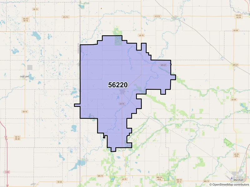 Map of Canby, Minnesota and ZIP codes