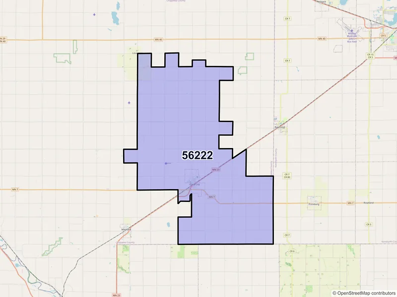 Map of ZIP Code 56222 — Clara City, MN