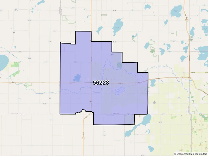 Map of ZIP Code 56228 — Cosmos, MN