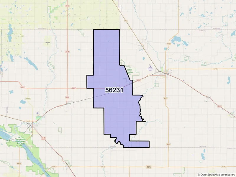 Map of ZIP Code 56231 — Danvers, MN