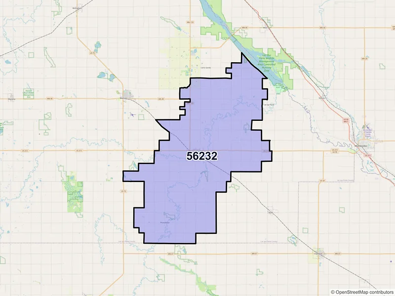 Map of ZIP Code 56232 — Dawson, MN