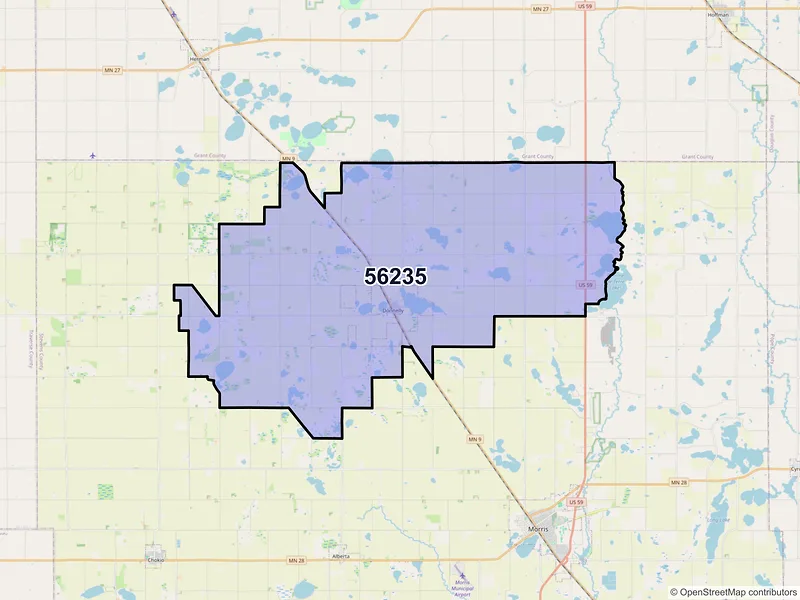 Map of ZIP Code 56235 — Donnelly, MN