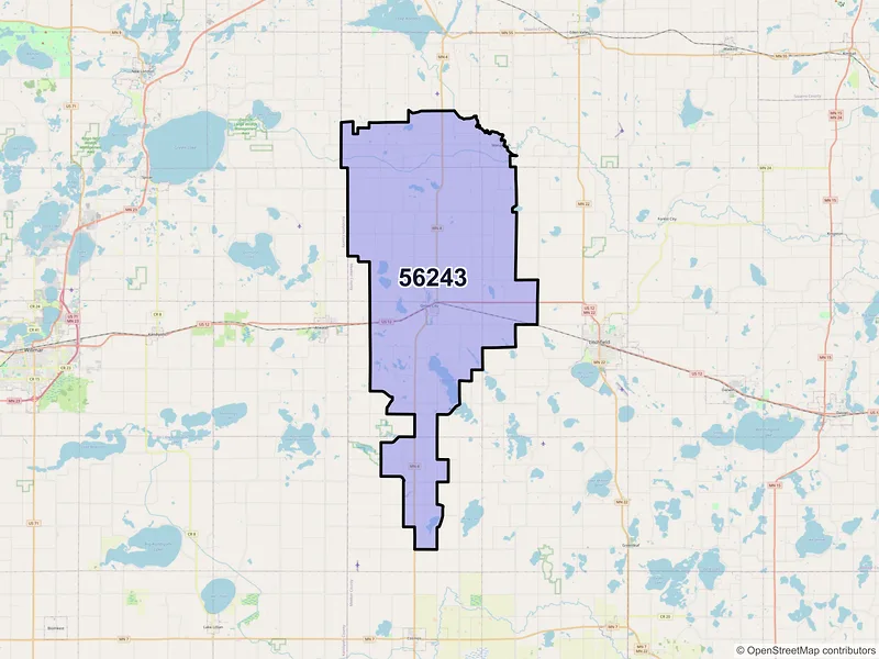 Map of Grove City, Minnesota and ZIP codes