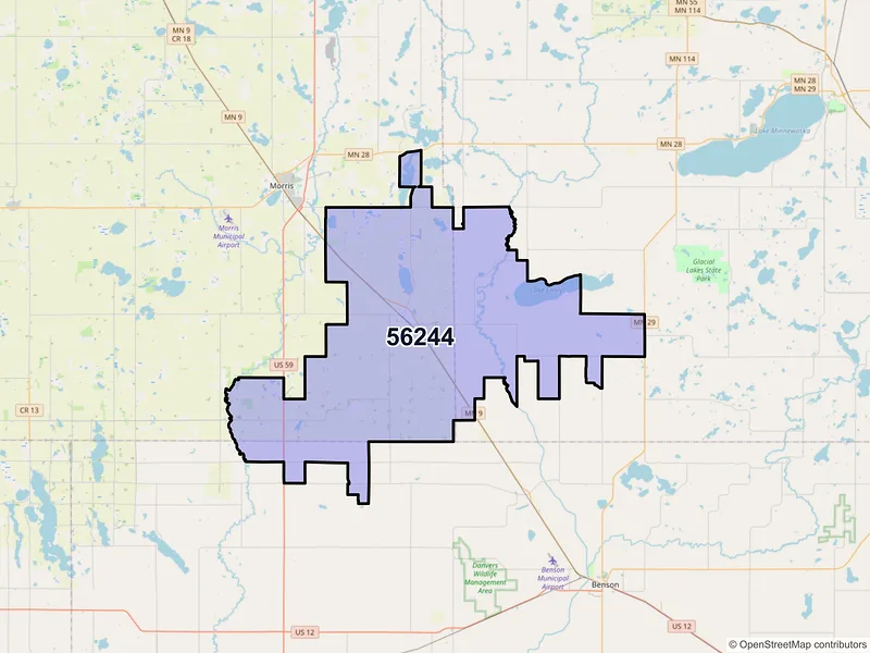 Map of ZIP Code 56244 — Hancock, MN