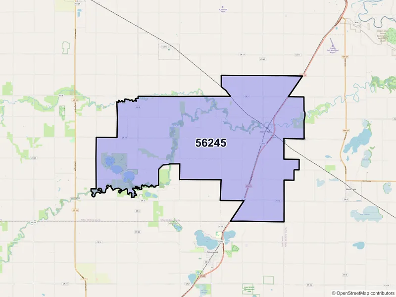 Map of ZIP Code 56245 — Hanley Falls, MN