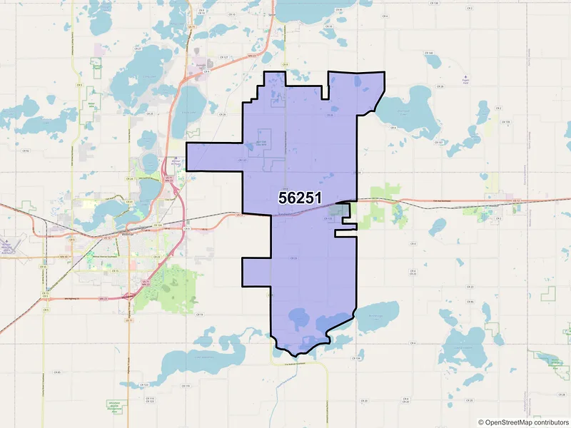 Map of Kandiyohi, Minnesota and ZIP codes