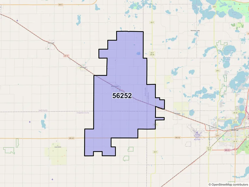 Map of ZIP Code 56252 — Kerkhoven, MN