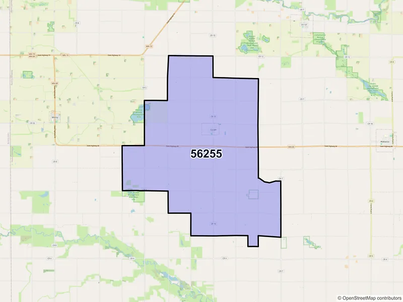 Map of ZIP Code 56255 — Lucan, MN