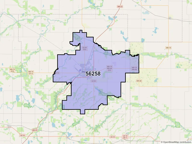 Map of ZIP Code 56258 — Marshall, MN