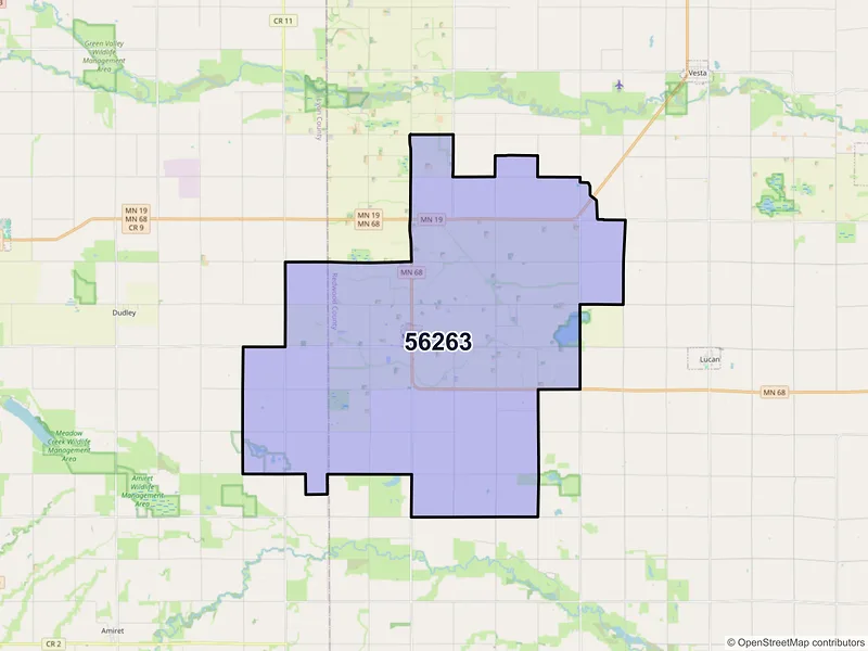 Map of ZIP Code 56263 — Milroy, MN
