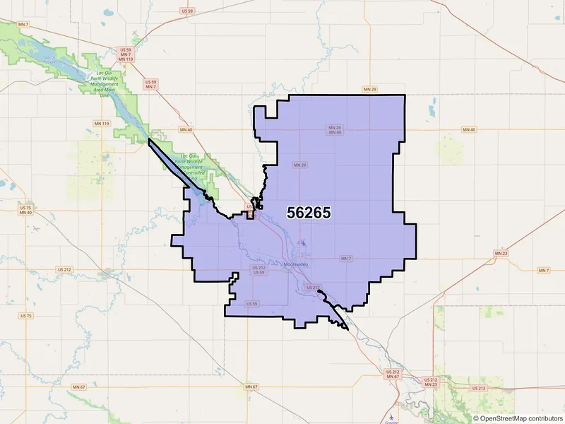 Map of ZIP Code 56265 — Montevideo, MN