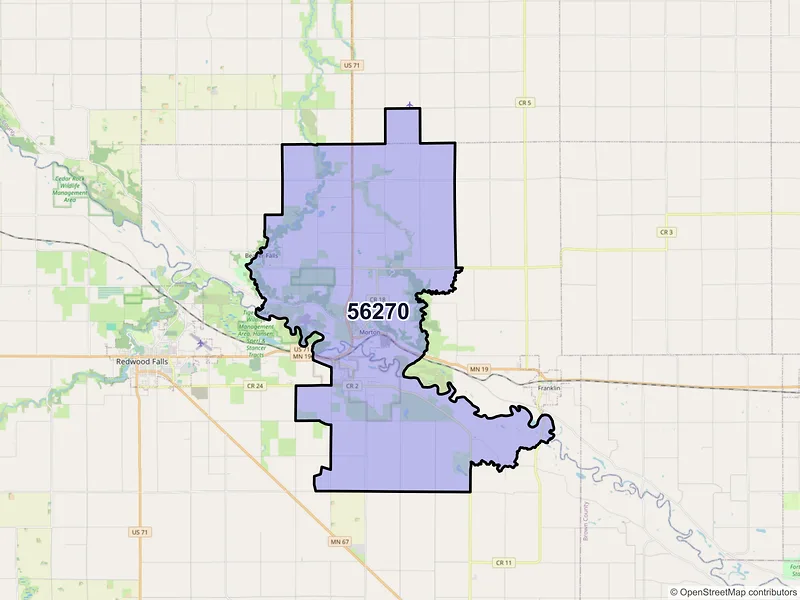 Map of ZIP Code 56270 — Morton, MN