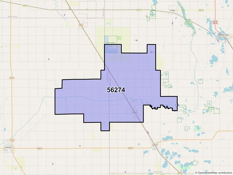 Map of ZIP Code 56274 — Norcross, MN