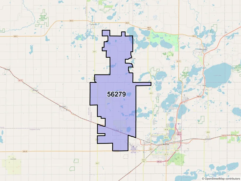 Map of ZIP Code 56279 — Pennock, MN