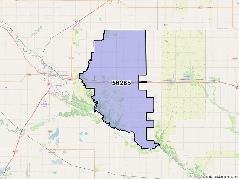 Map of Sacred Heart, Minnesota and ZIP codes