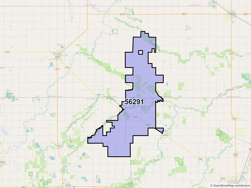 Map of ZIP Code 56291 — Taunton, MN