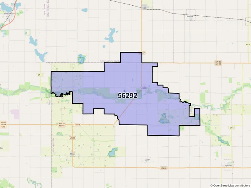 Map of ZIP Code 56292 — Vesta, MN