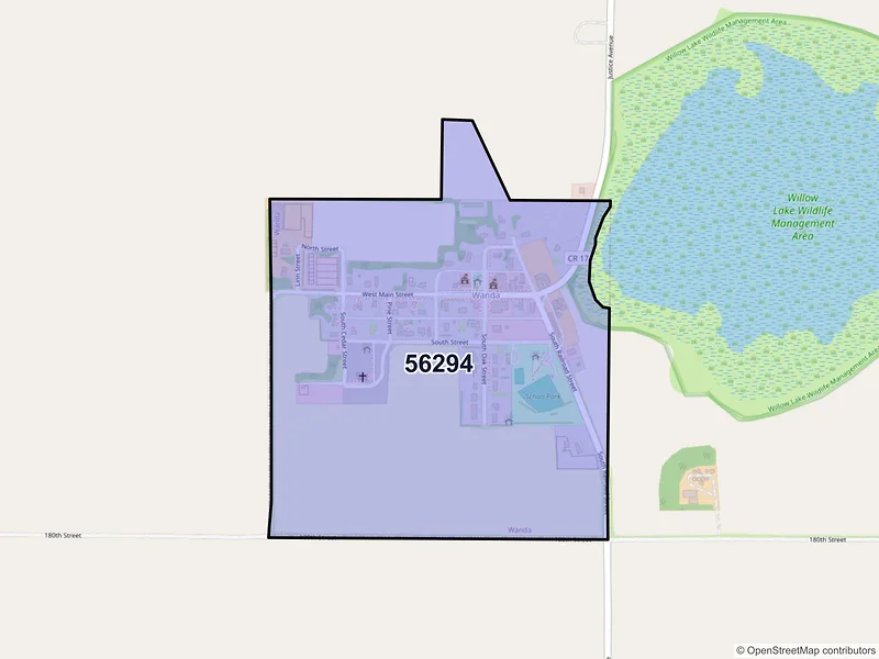 Map of Wanda, Minnesota and ZIP codes