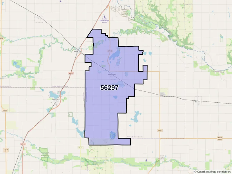 Map of ZIP Code 56297 — Wood Lake, MN