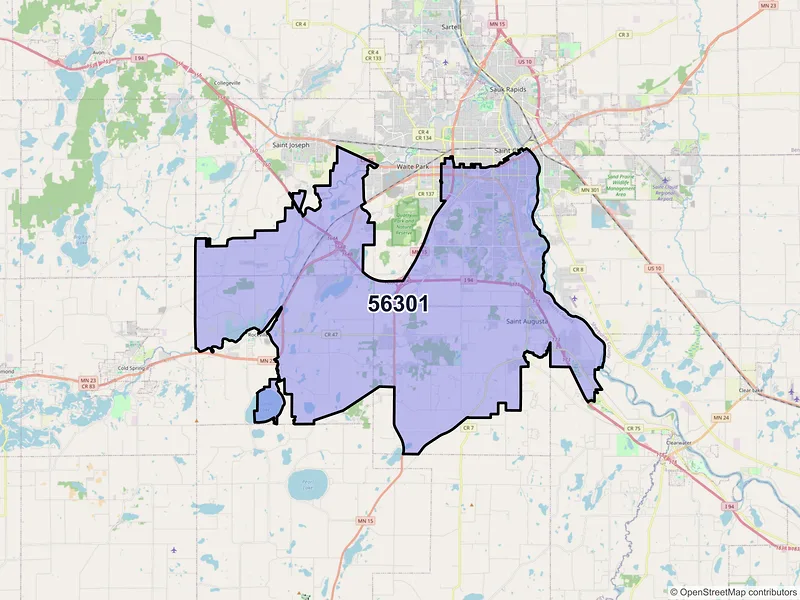 Map of ZIP Code 56301 — Saint Cloud, MN