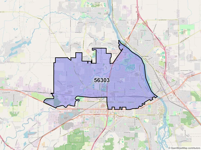 Map of ZIP Code 56303 — Saint Cloud, MN
